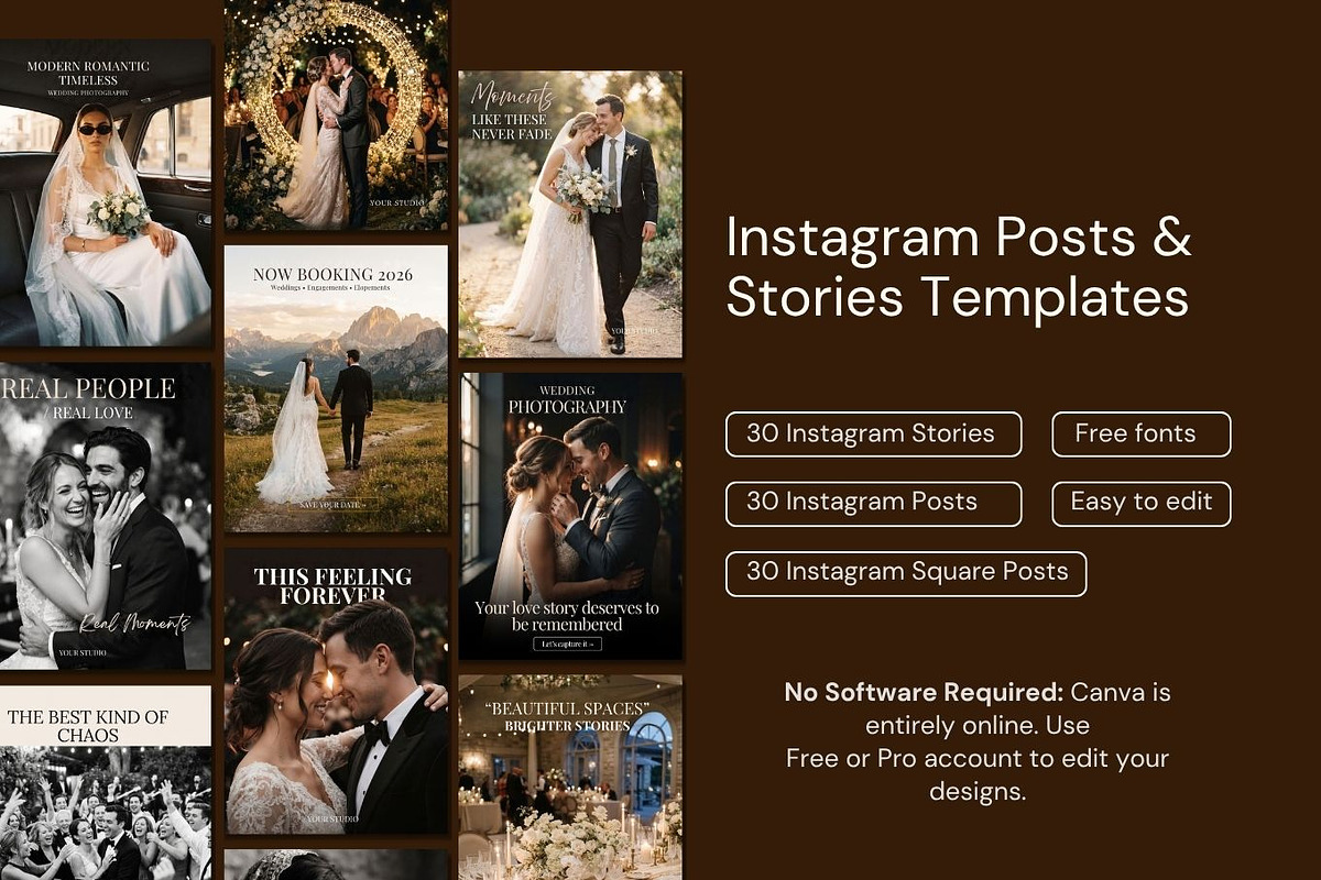 Wedding Photography Instagram Kit, a Social Media Template by Arslan (Photo 2 of 10)