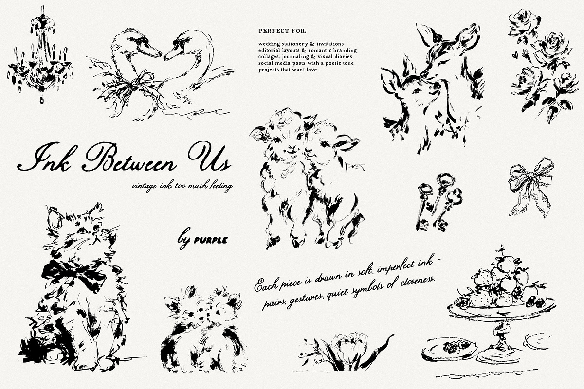 Ink Between Us - Romantic Line Art, a Decorative Illustration by Purple (Photo 3 of 17)