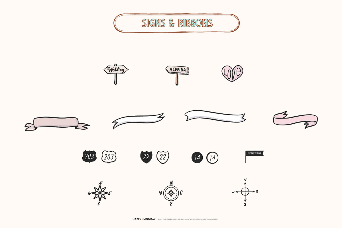 Wedding Map & Itinerary Creator Kit, an Object Illustration by Happy Monday Creative (Photo 10 of 19)