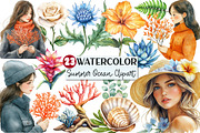 Botanical Summer Ocean Clipart, an Illustration by Rose Art (Thumbnail 1 of 3)