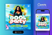 Pool Party Flyer Canva Template, a Flyer Template by PeetalyStudioDesigns (Thumbnail 1 of 5)