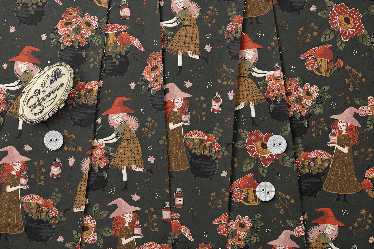 Cute Witch Pattern, a Pattern Graphic by Lady Bruniere Design (Photo 6 of 8)