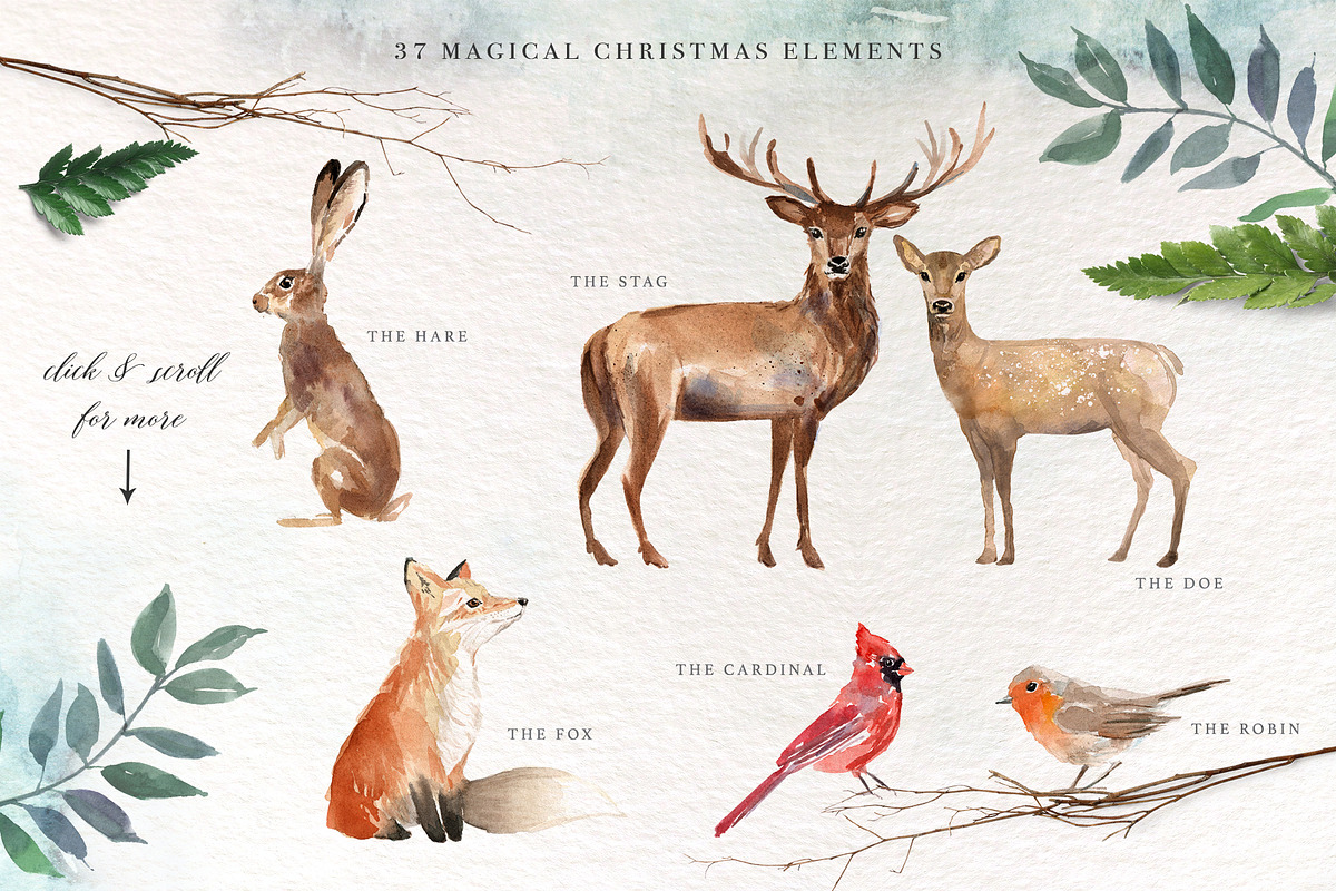 Woodland Christmas Clipart, an Animal Illustration by Twigs and Twine (Photo 2 of 11)