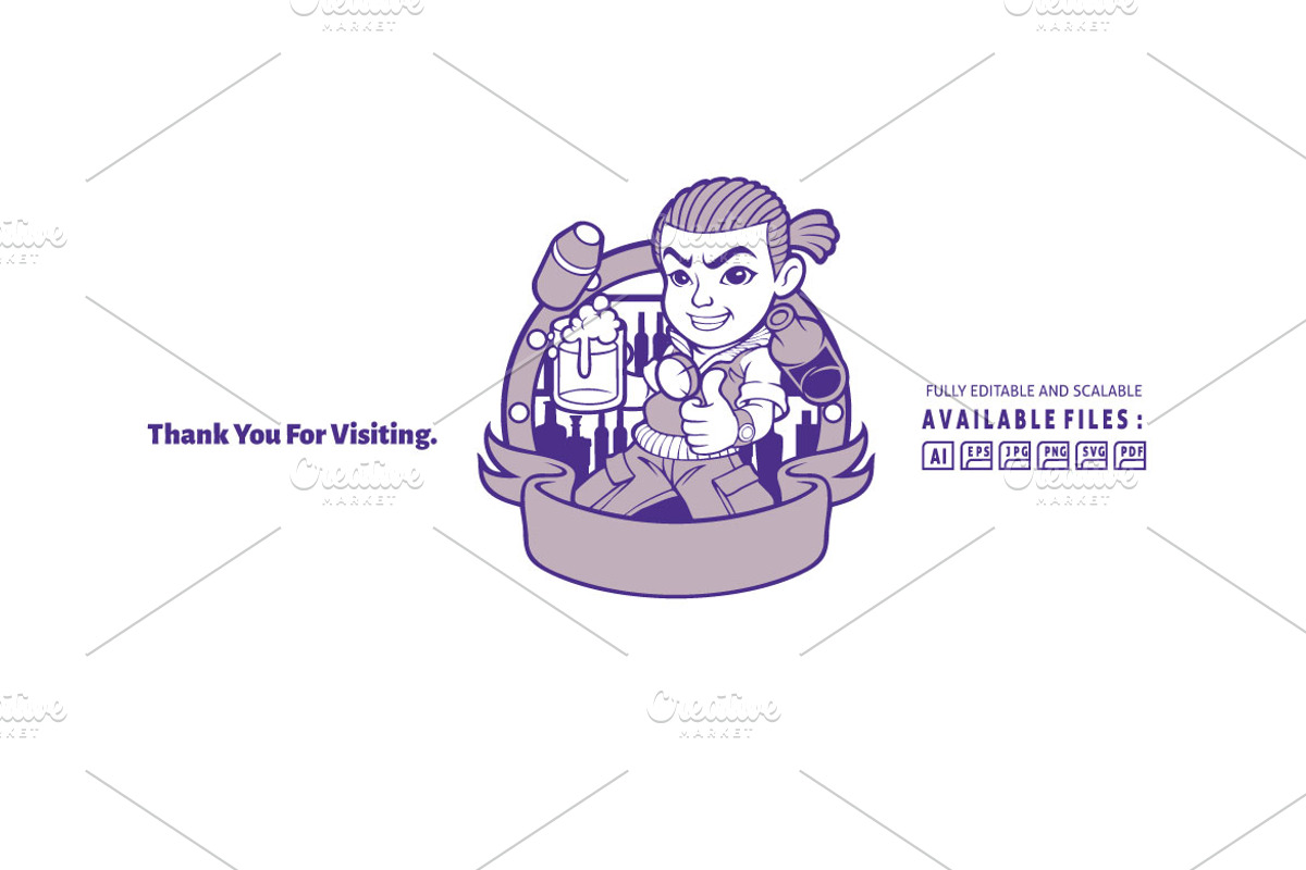 Cartoon Bartender Logo, a Branding & Logo Template by Kongstones_std (Photo 4 of 4)