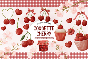 Coquette Cherry Clipart Bundle, an Illustration by TatiMockup