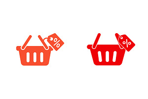 Shopping basket icons with sale tags, an Object Illustration by ZinetroN