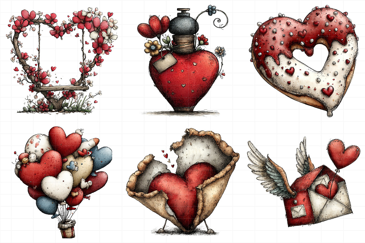 Whimsical Valentine Clipart Bundle, an Illustration by Daily.Designs (Photo 3 of 5)