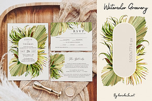 Watercolor Greenery Leaves 77PNG Kit