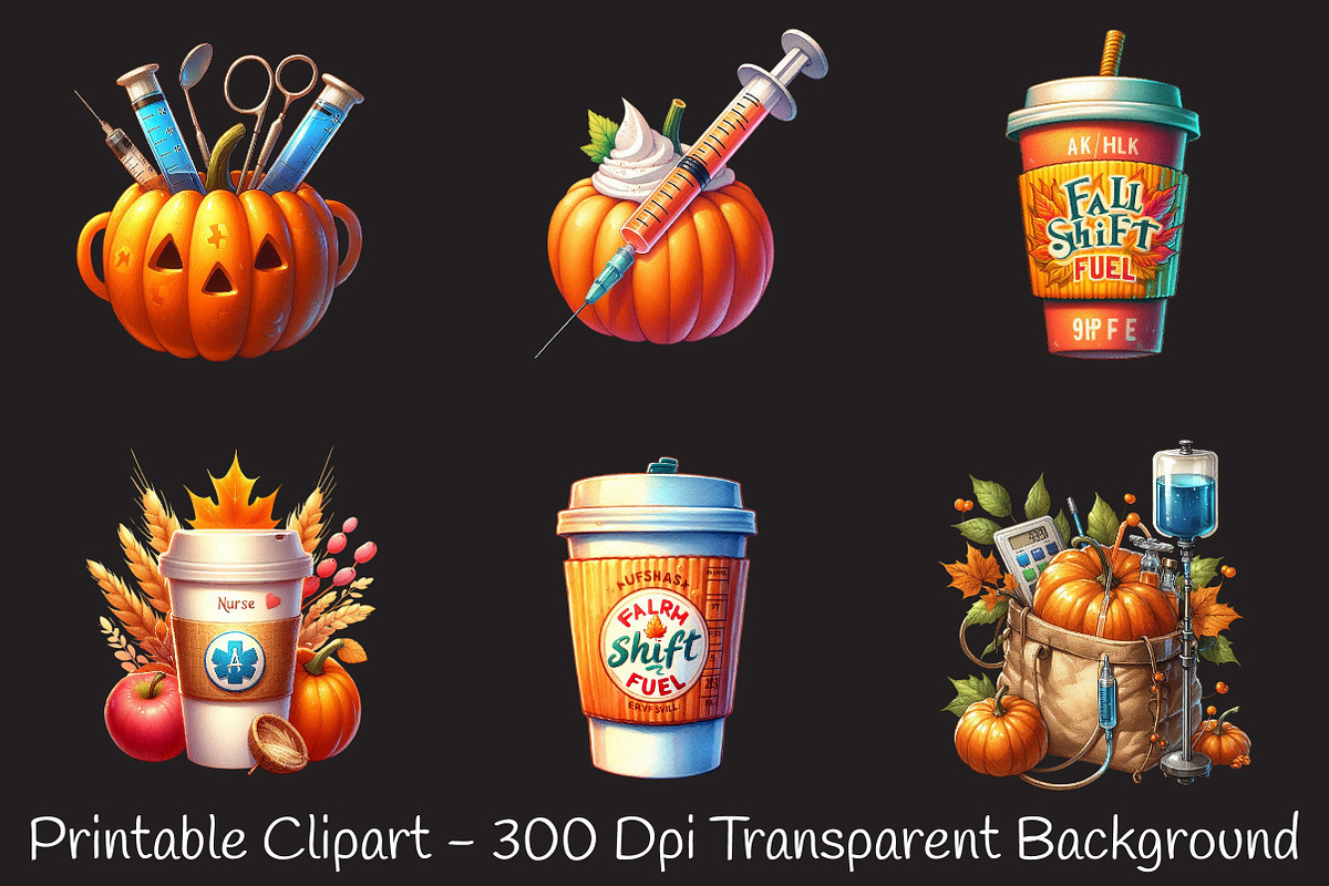 Nurse Fall Harvest Coffee Mug Clipar, an Illustration by RobertsArt (Photo 7 of 7)