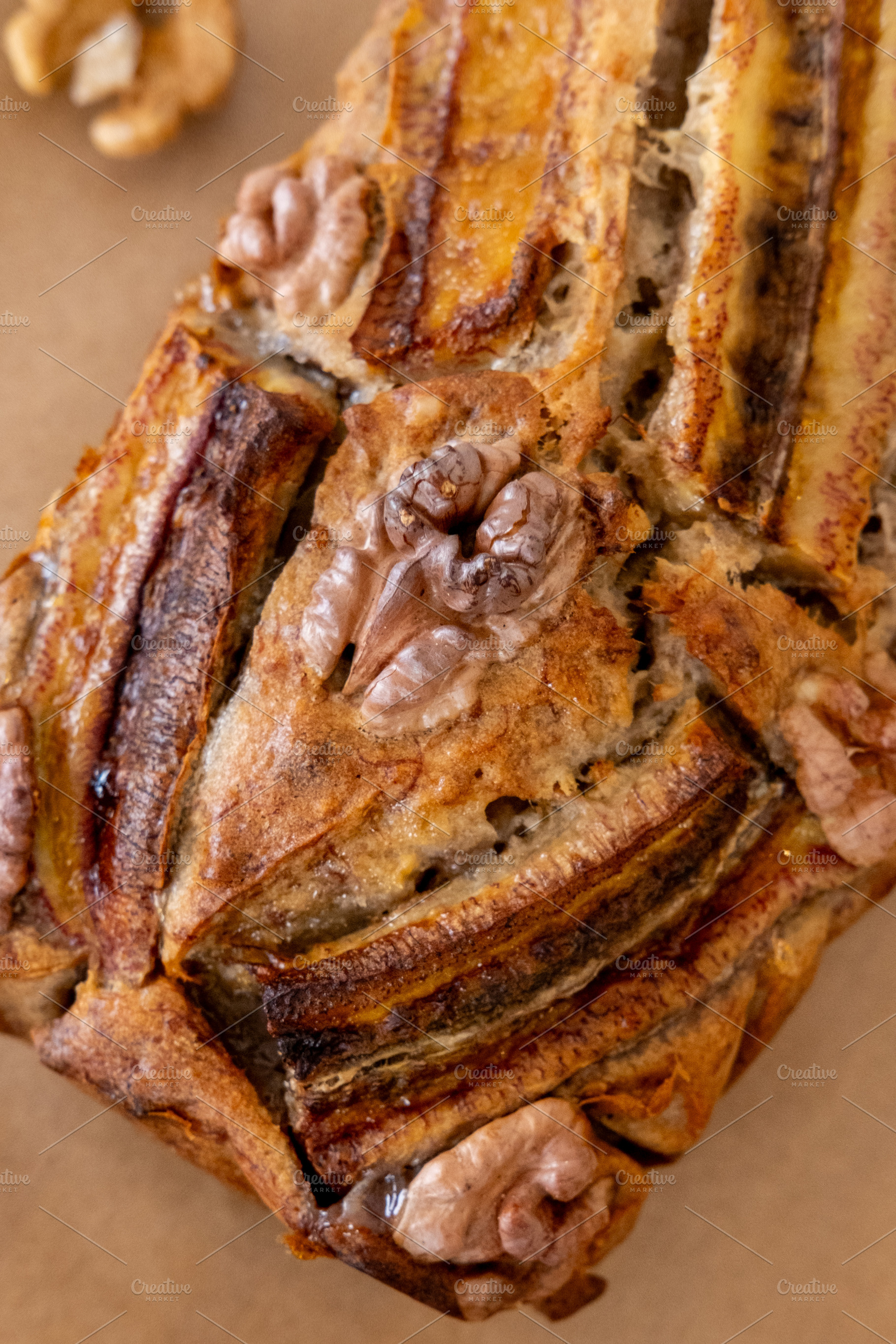 Banana bread traditional pastry walnut homemade, a Food & Drink Photo by Photo Drive Studio