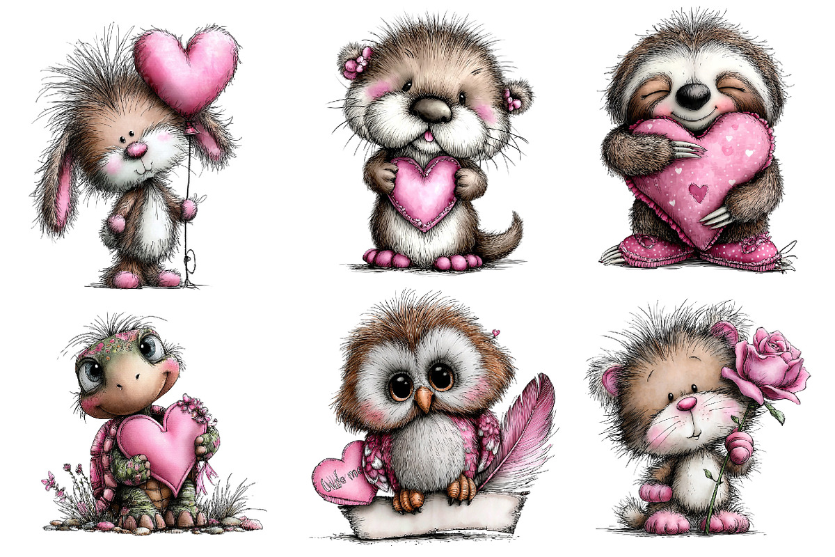 Valentine Whimsical Animals Clipart, an Illustration by Dream Creation (Photo 4 of 8)