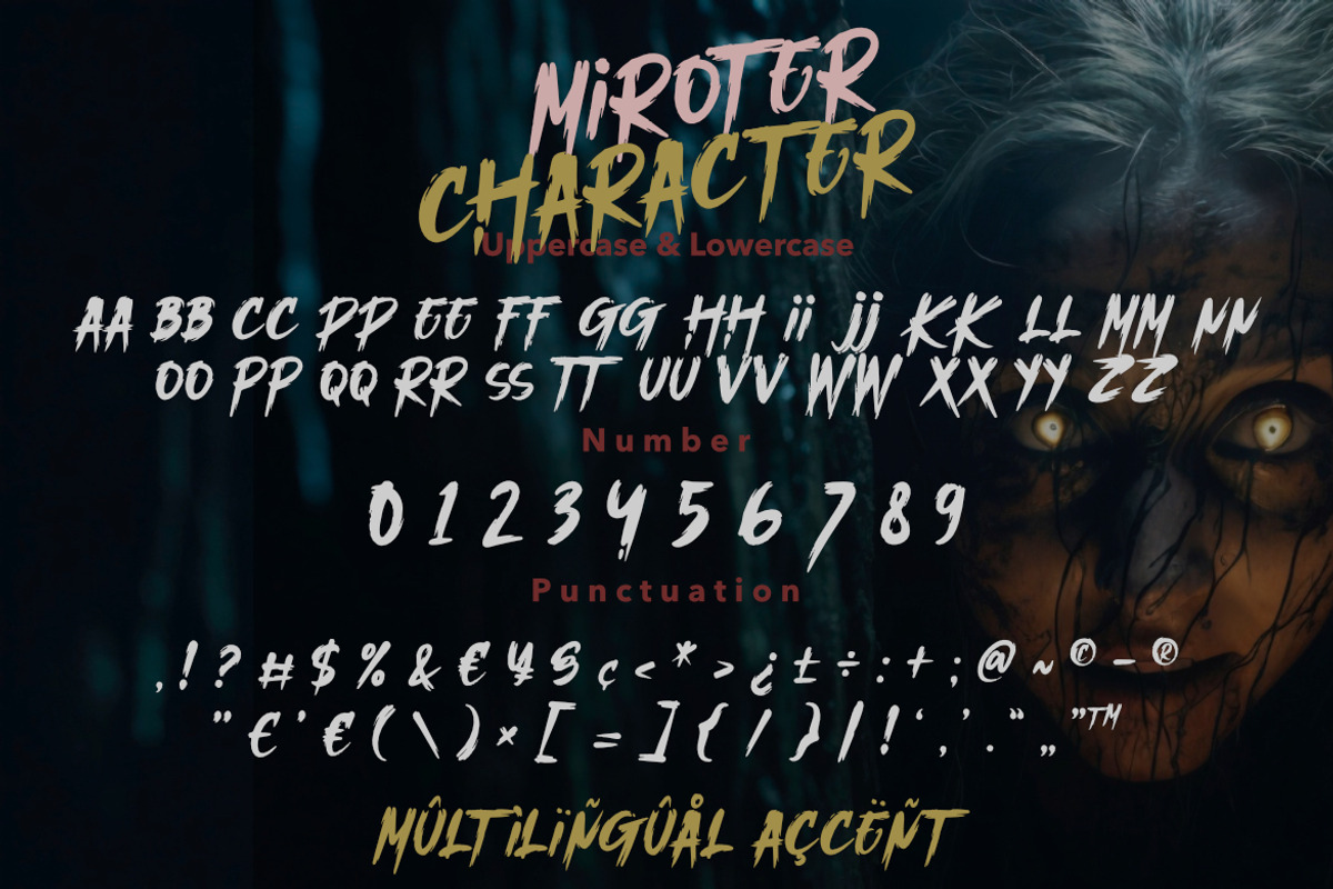 Miroter – Horror Brush Display Font, a Font by Bayuktx (Photo 8 of 8)