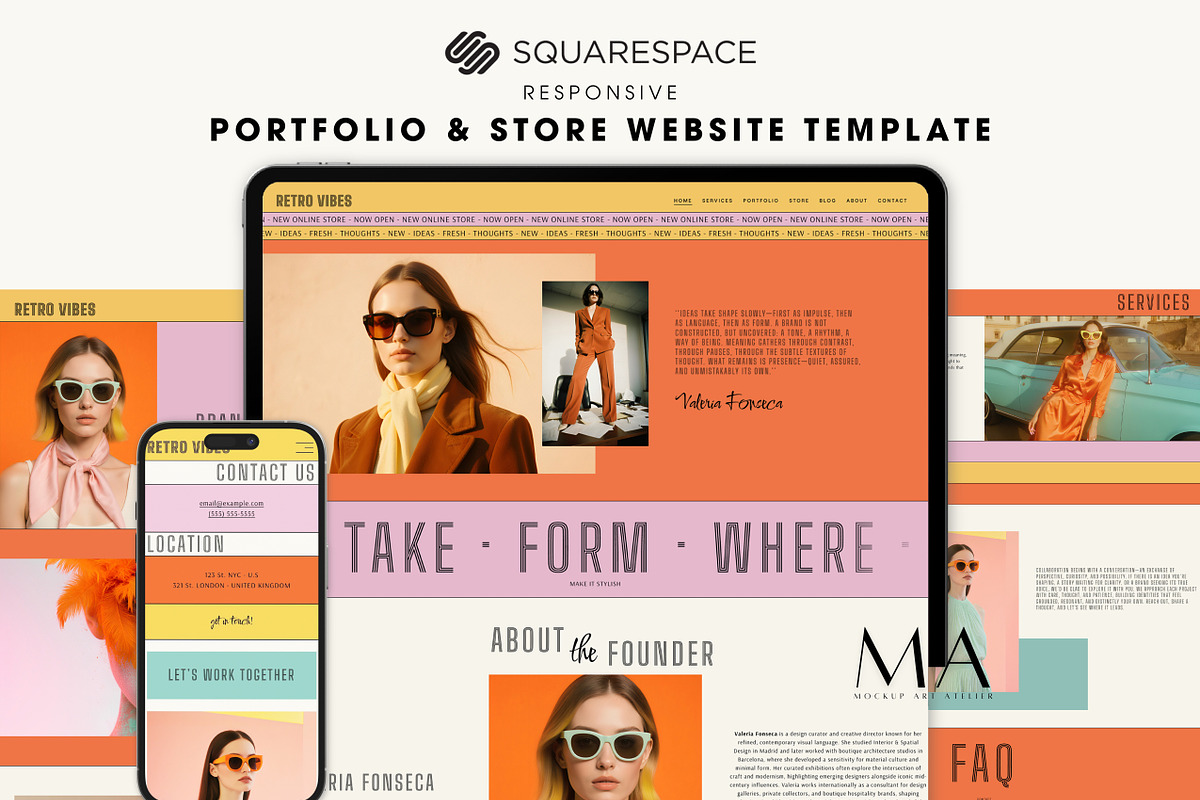 Retro Squarespace Website Template, a Squarespace Template by Mockup Art Atelier (Photo 7 of 16)