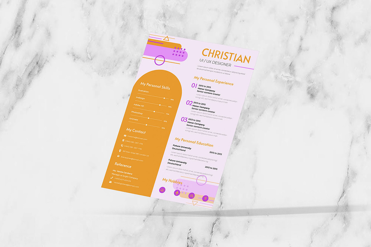 The Moderna CV Resume, a Resume Template by Fannan Studio | Creative Market