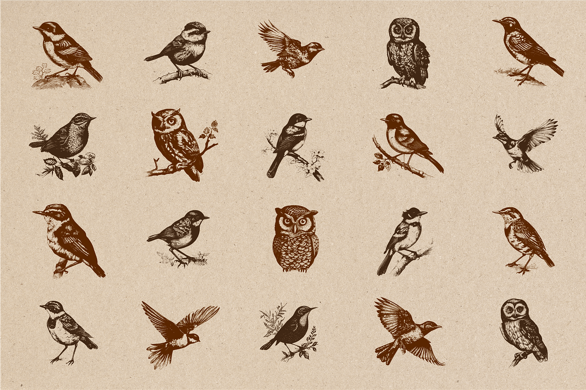 20 Vintage Birds Vector Graphics, a Graphic by Vectorian (Photo 2 of 4)