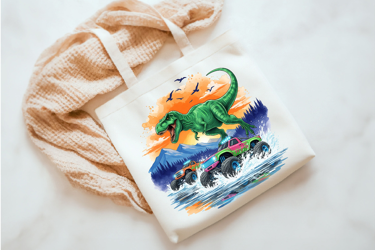 Dinosaur Big Trucks png, an Illustration by Watercolor design (Photo 3 of 3)