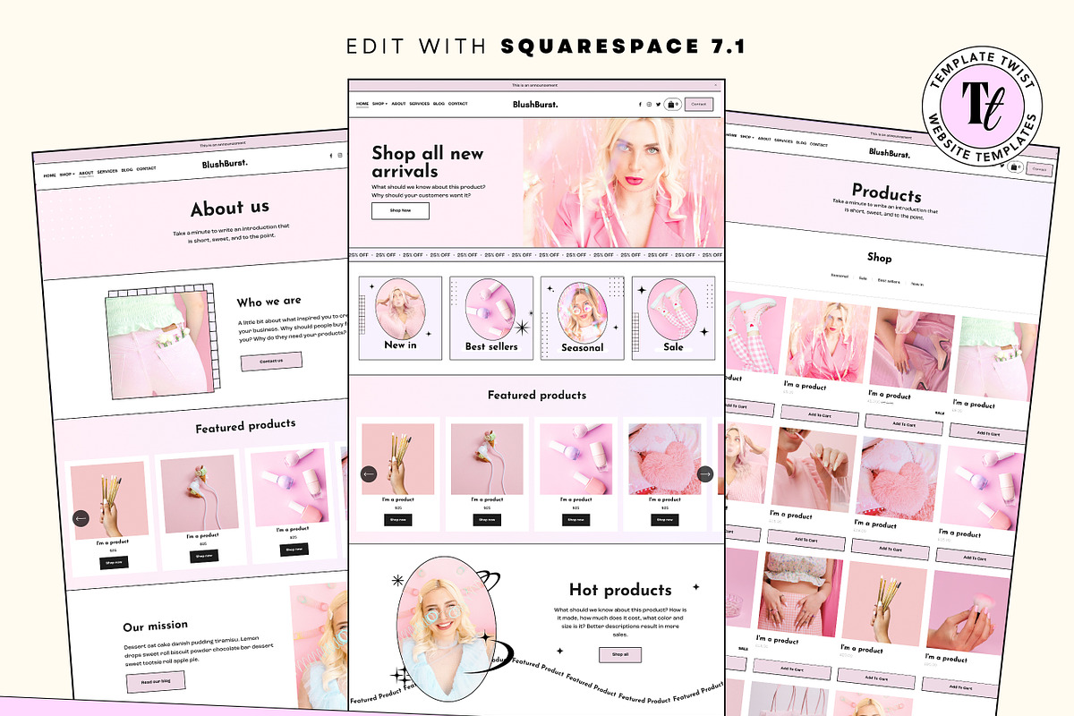 Blush Pink Pastel Website Template