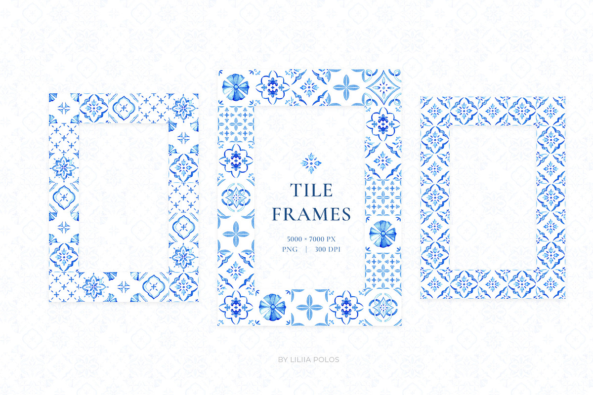 Azulejo Azure. Watercolor collection, a Decorative Illustration by Liliia Polos Illustration (Photo 6 of 11)