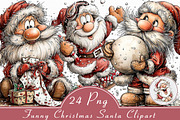 Funny Christmas Santa Clipart, an Illustration by Libby Wishes (Thumbnail 1 of 7)