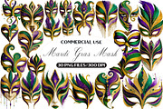 Watercolor Mardi Gras Mask Clipart, an Illustration by Black Bird Studio (Thumbnail 1 of 6)