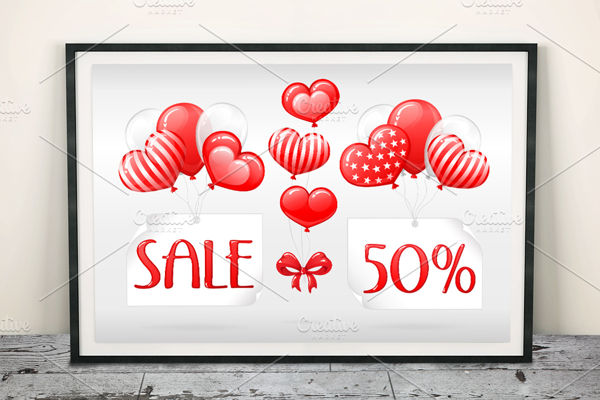SET / 5 / SALE with Red balloons, an Invitation Template by Nadin_Lebedeva (Photo 3 of 5)