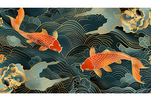 Modern Japanese background with gold, an Animal Photo by ZinetroN