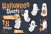 Halloween Ghost Collection, a Seasonal Illustration by moja doodle (Thumbnail 1 of 5)