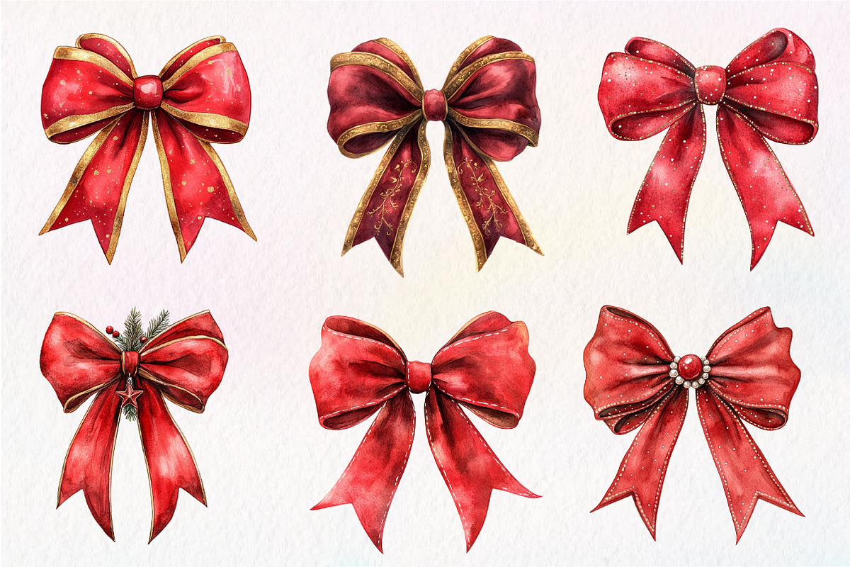 Red Coquette Christmas Bow clipart, an Illustration by Dream Creation (Photo 2 of 7)