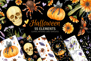 Watercolor Halloween Clipart