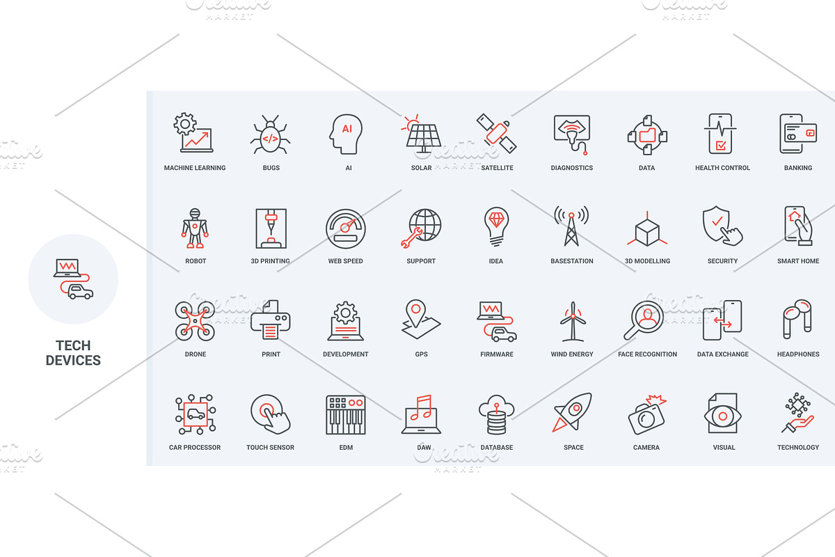Digital devices smart home icons, a Technology Illustration by Lemberg Vector