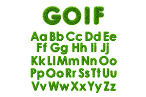 3d golf text, green grass font of, a Sport Illustration by Marozhkastudio