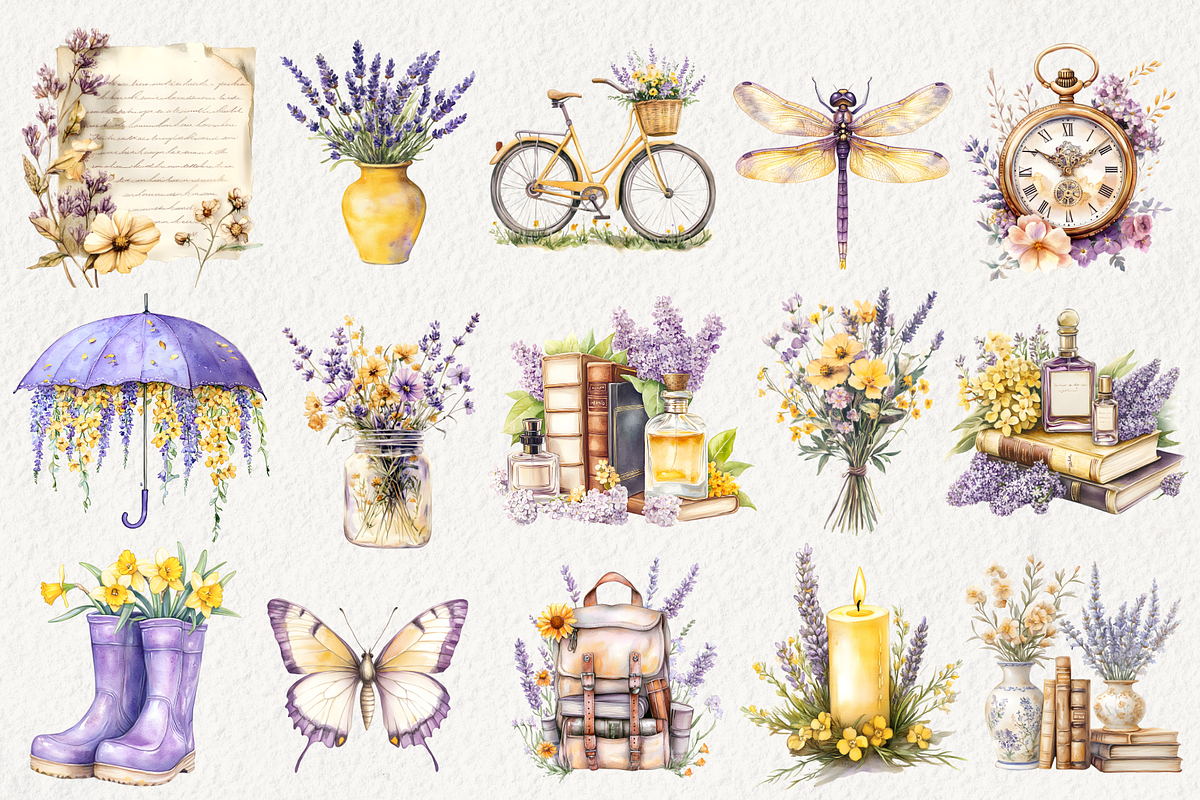 Countryside Lavender Clipart, an Illustration by NadiaTheronArt (Photo 2 of 4)