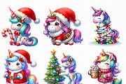 Christmas Unicorn Clipart, an Illustration by Craft Nest (Thumbnail 5 of 6)