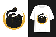 Black Cat on Crescent T Shirt Design, a Design Template by PsychocheArt (Thumbnail 1 of 3)