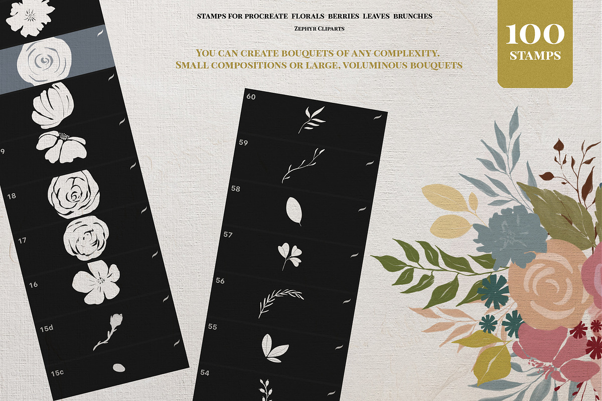 SALE! BOUQUET CREATOR for Procreate, a Brush Add-On by anastasiia.art (Photo 3 of 10)