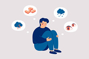 Man with Depression Symptoms, a Healthcare Illustration by Mary Long (Thumbnail 3 of 5)