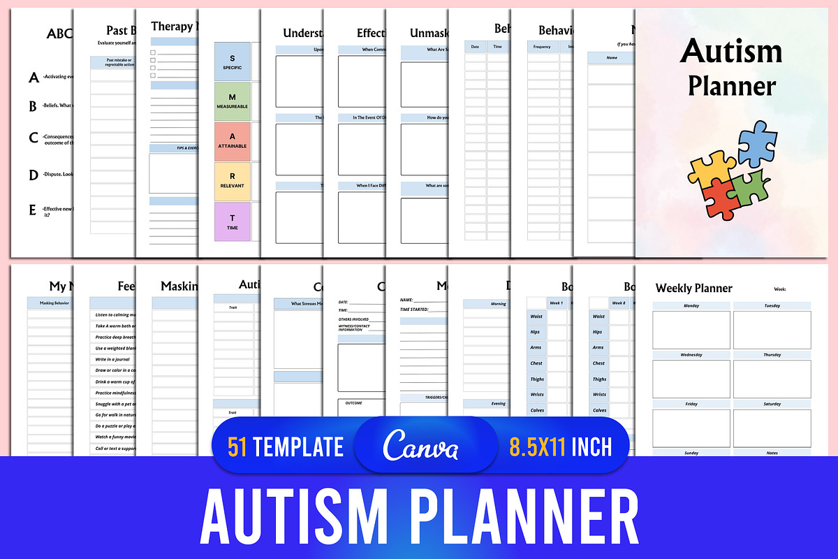 Editable Autism Planner Canva Template