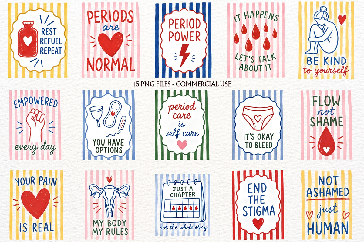 Period Menstruation Clipart Girl PNG, a Healthcare Illustration by SugarCloudStudioArt (Photo 1 of 5)