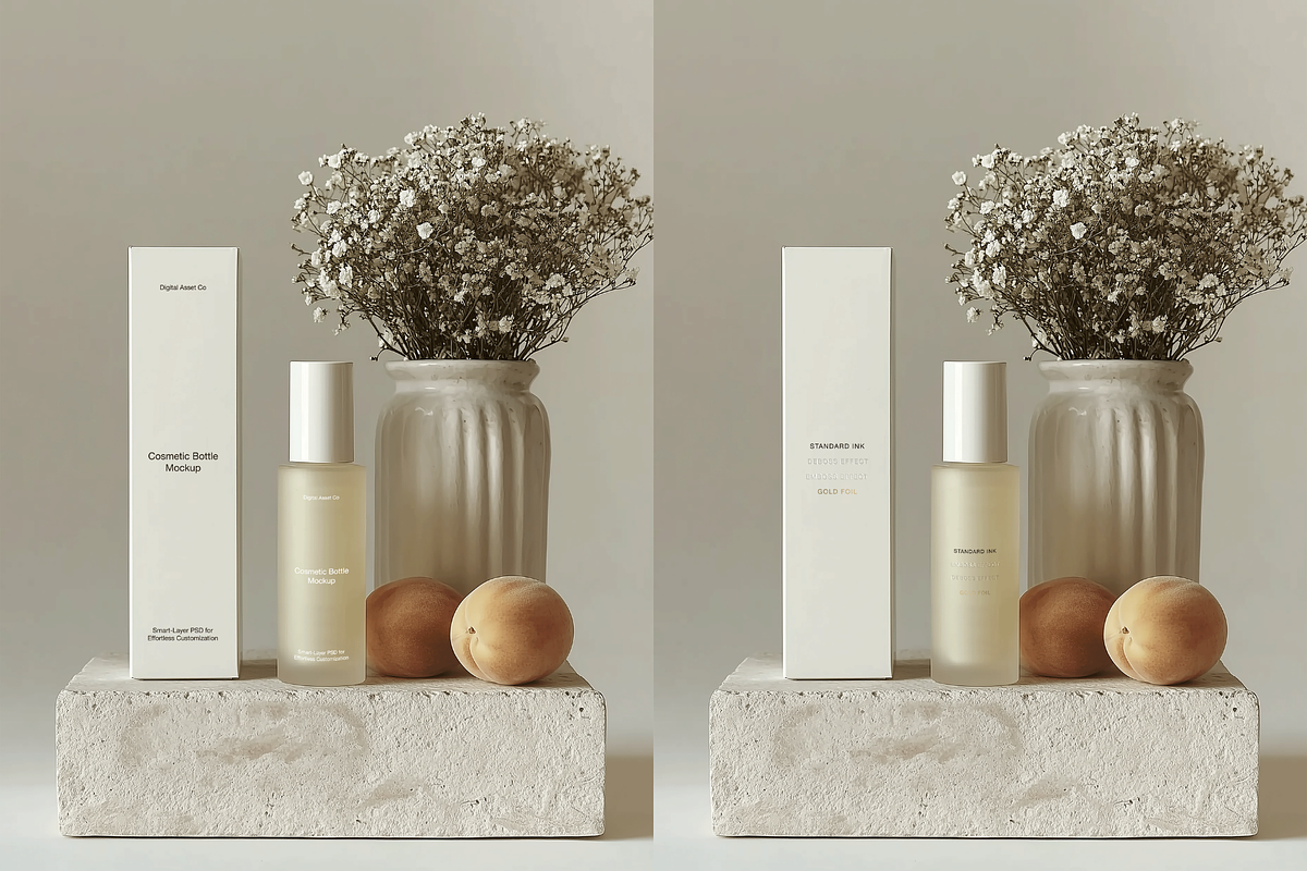 Peach Cosmetic Bottle Mockup, a Packaging Mockup by Digital Asset Co (Photo 2 of 4)
