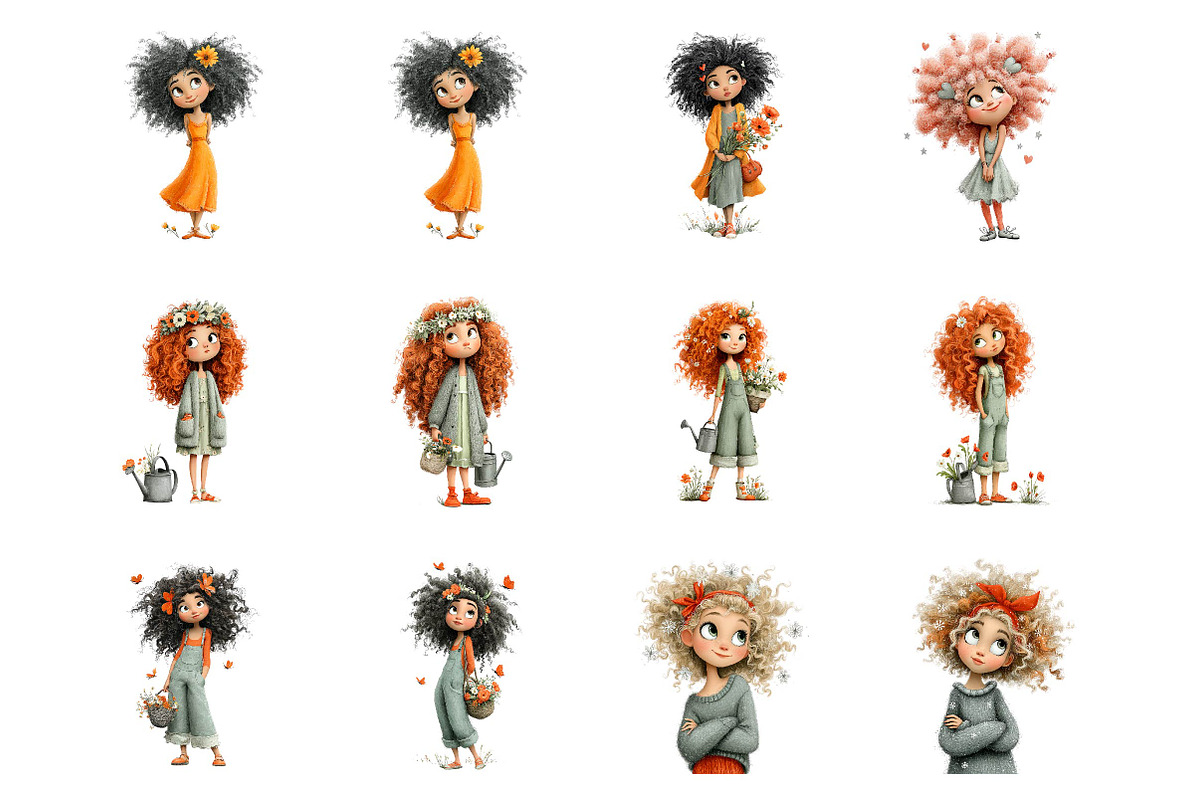 Whimsical Curly Hair Girl Bundle, a Person Illustration by fashionaddict (Photo 5 of 5)