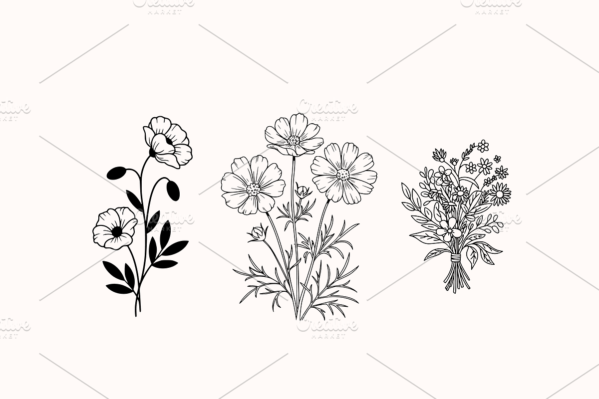 20 Hand Drawn Flower Bouquet Svg, a Decorative Illustration by BoudaTemplate (Photo 3 of 3)