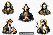 Black and Gold Jesus Christ clipart, a Person Illustration by ThatsDesignArt (Thumbnail 8 of 10)