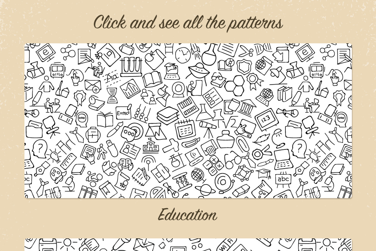 7 Hand Drawn Icon Patterns - Vol 1 preview 4