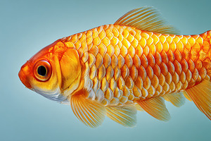 Close-up of a vibrant orange goldfish, an Animal Photo by AlyaAnd