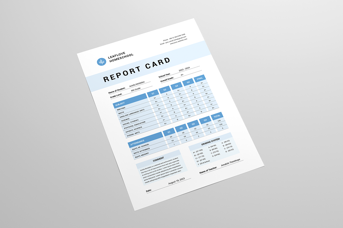 School Report Card, a Card Template by Leaflove (Photo 3 of 5)