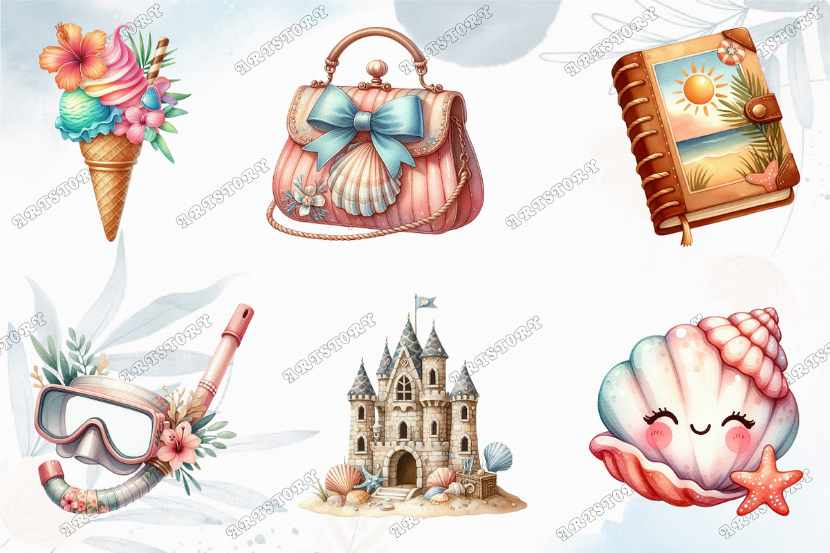 Cute Summer Beach Clipart, a Graphic by designcity5 (Photo 2 of 5)