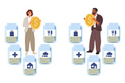 Man and woman allocate money for, a Finance Illustration by Vectorbuum (Thumbnail 1 of 3)