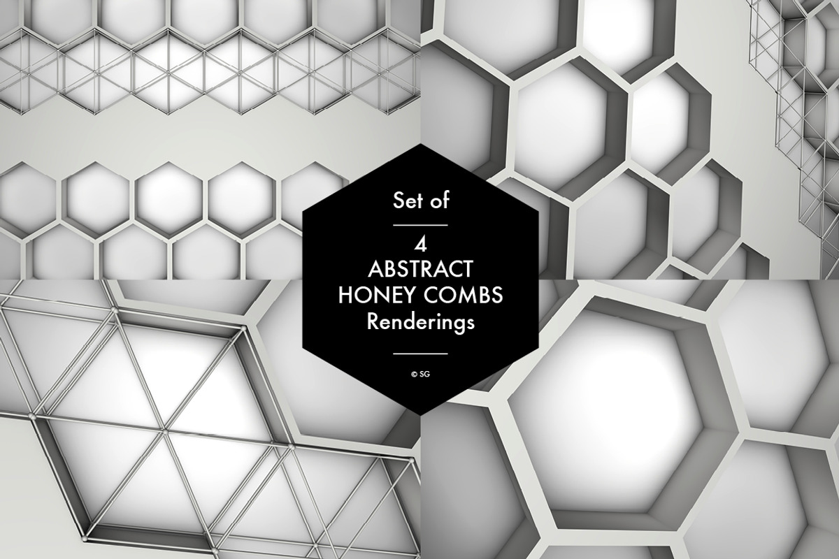 Set of 4 Abstract Honey Combs, a Graphic by helloSG (Photo 1 of 2)