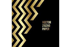 Banner Design. Abstract Template Background With Gold Zigzag Shapes.