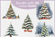 Snowy Christmas Trees Watercolor Art, a Decorative Illustration by Digital Dreamscaping (Thumbnail 3 of 4)